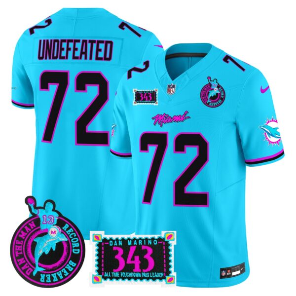 Dolphins Dan the Man Record Breaker Patch Vapor Limited Jersey – All Stitched – Aqua – Undefeated Jersey