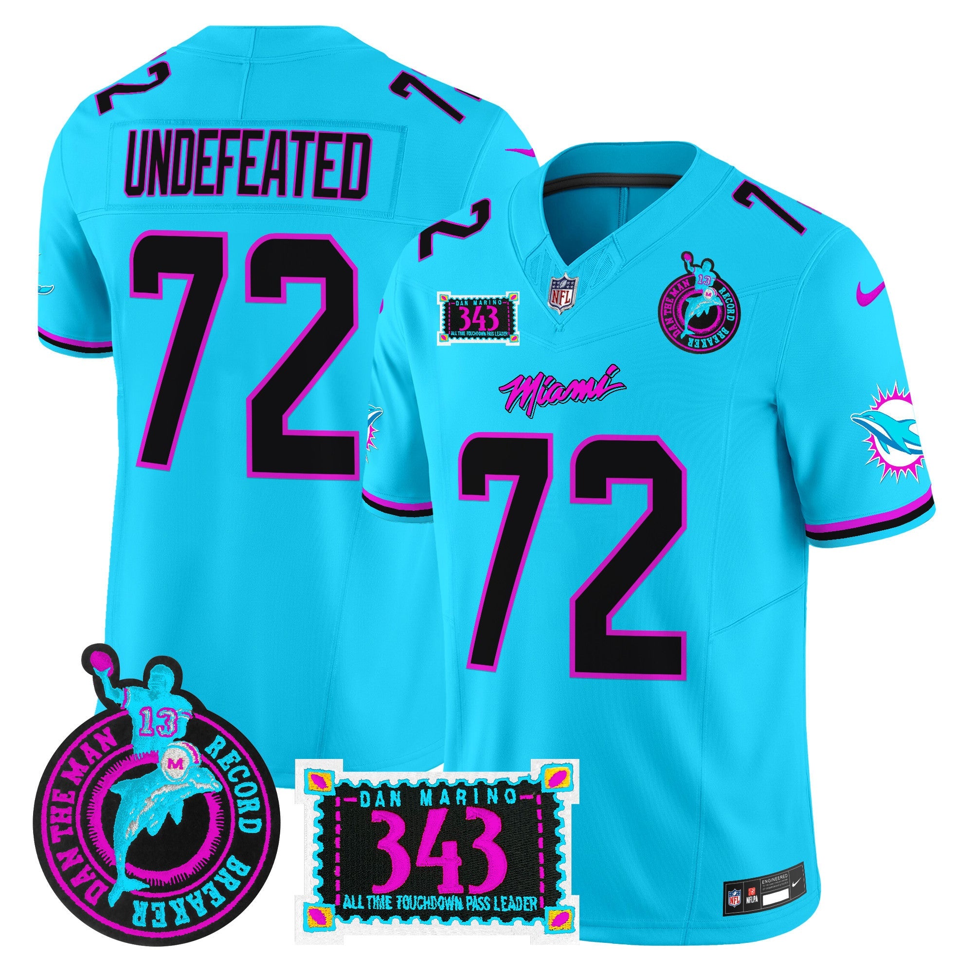 Dolphins Dan the Man Record Breaker Patch Vapor Limited Jersey – All Stitched – Aqua – Undefeated Jersey