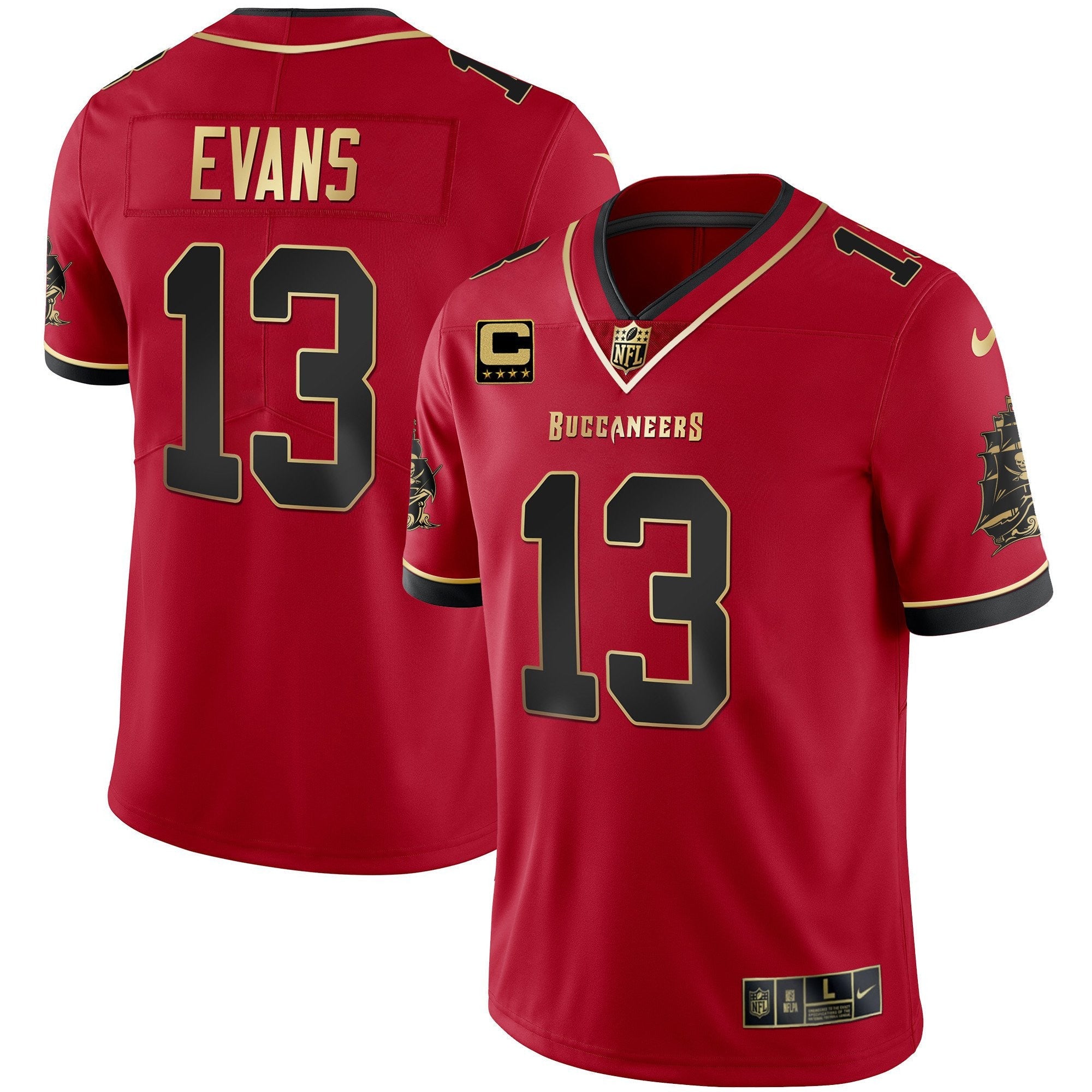 Buccaneers Gold Vapor Jersey – All Stitched – Black Red – Mike Evans Jersey