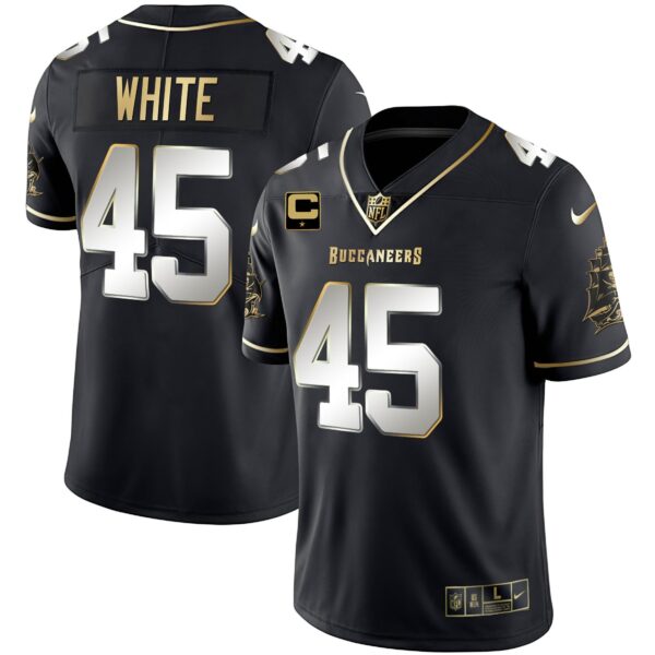 Buccaneers Gold Vapor Jersey – All Stitched – Black Limited – Devin White Jersey