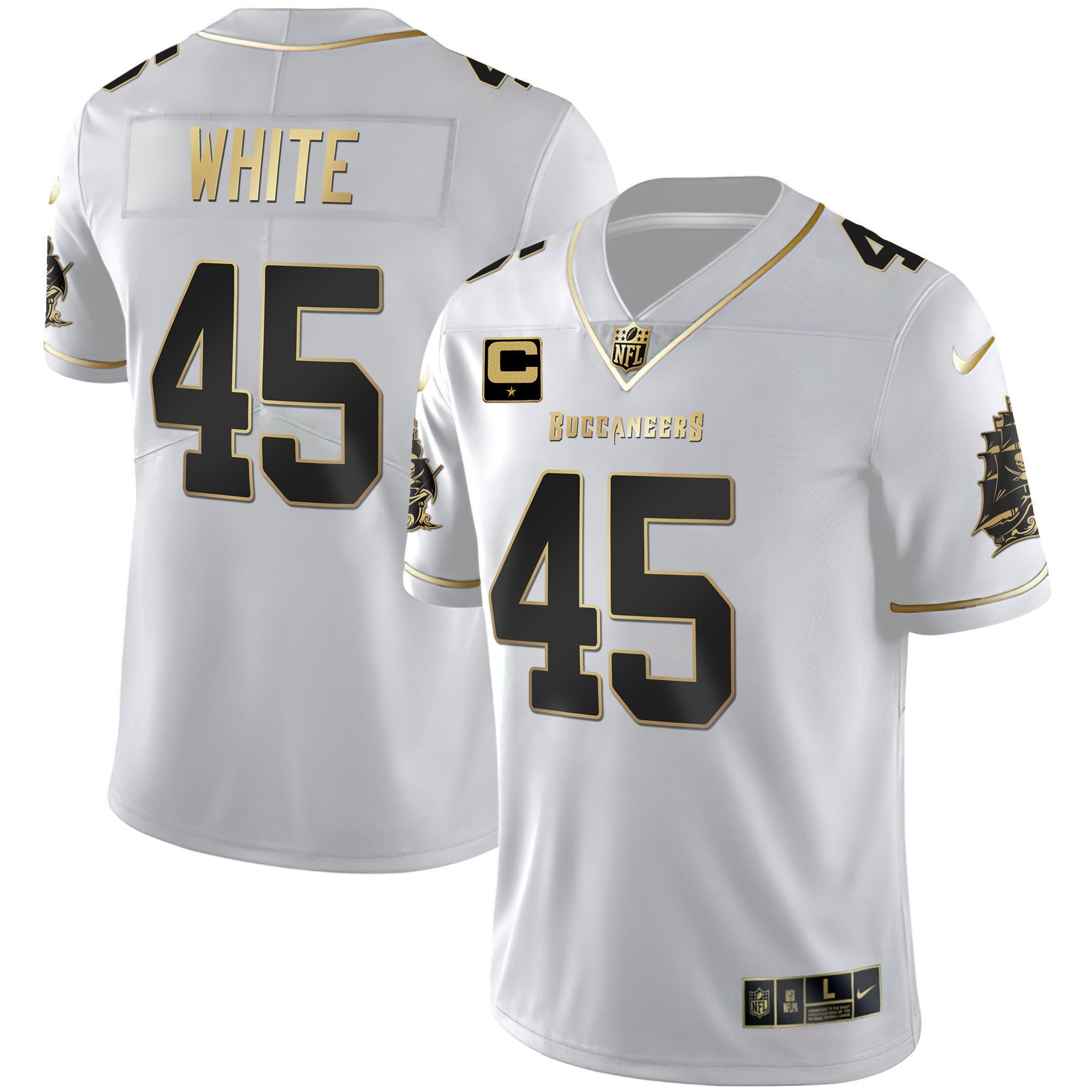 Buccaneers Gold Vapor Jersey – All Stitched – White Gold – Devin White Jersey