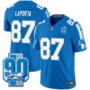 Detroit Lions 90th Year Patch Vapor Limited Jersey – All Stitched – Blue – Sam Laporta Jersey