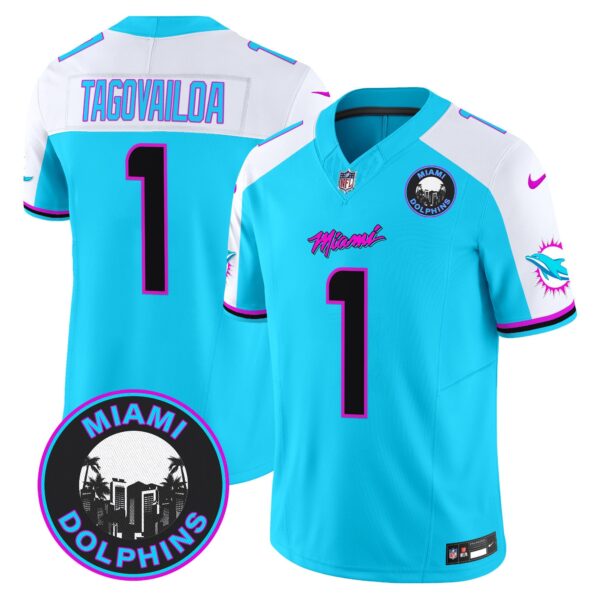 Dolphins Miami Vice Vapor Limited Jersey V3 – All Stitched – Aqua Alternate – Tua Tagovailoa Jersey