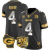 Packers 100th Season & Home Patch Gold Vapor Limited Jersey All Stitched – Black Limited – Brett Favre Jersey