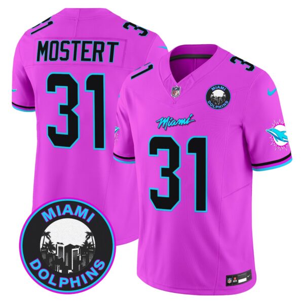 Dolphins Miami Vice Vapor Limited Jersey V3 – All Stitched – Pink – Raheem Mostert Jersey