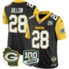 Packers 100th Season & Home Patch Cheese Vapor Limited Jersey All Stitched – Black – AJ Dillon Jersey