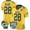Packers 100th Season & Home Patch Cheese Vapor Limited Jersey All Stitched – Gold – AJ Dillon Jersey