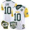 Packers 100th Season & Home Patch Cheese Vapor Limited Jersey All Stitched – White – Jordan Love Jersey