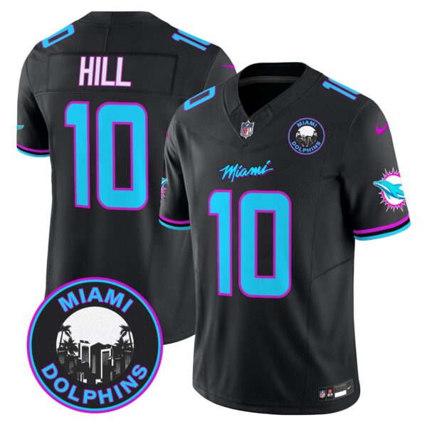 Dolphins Miami Vice Vapor Limited Jersey V3 – All Stitched – Black – Tyreek Hill Jersey