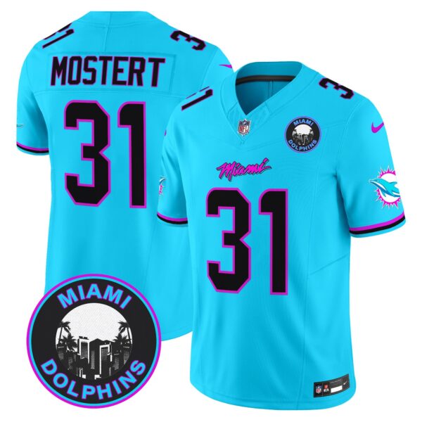Dolphins Miami Vice Vapor Limited Jersey V3 – All Stitched – Aqua – Raheem Mostert Jersey