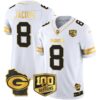 Packers 100th Season & Home Patch Gold Vapor Limited Jersey All Stitched – White Gold – Josh Jacobs Jersey