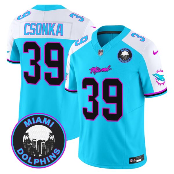 Dolphins Miami Vice Vapor Limited Jersey V3 – All Stitched – Aqua Alternate – Larry Csonka Jersey