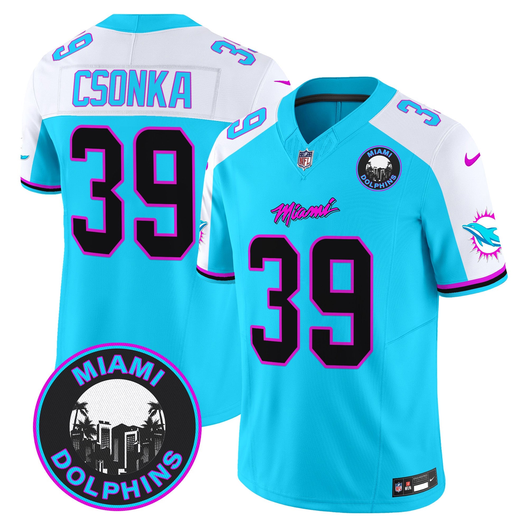 Dolphins Miami Vice Vapor Limited Jersey V3 – All Stitched – Aqua Alternate – Larry Csonka Jersey