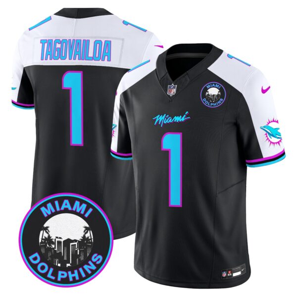 Dolphins Miami Vice Vapor Limited Jersey V3 – All Stitched – Black Alternate – Tua Tagovailoa Jersey