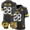 Packers 100th Season & Home Patch Gold Vapor Limited Jersey All Stitched – Black Limited – AJ Dillon Jersey