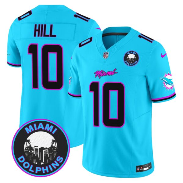 Dolphins Miami Vice Vapor Limited Jersey V3 – All Stitched – Aqua – Tyreek Hill Jersey