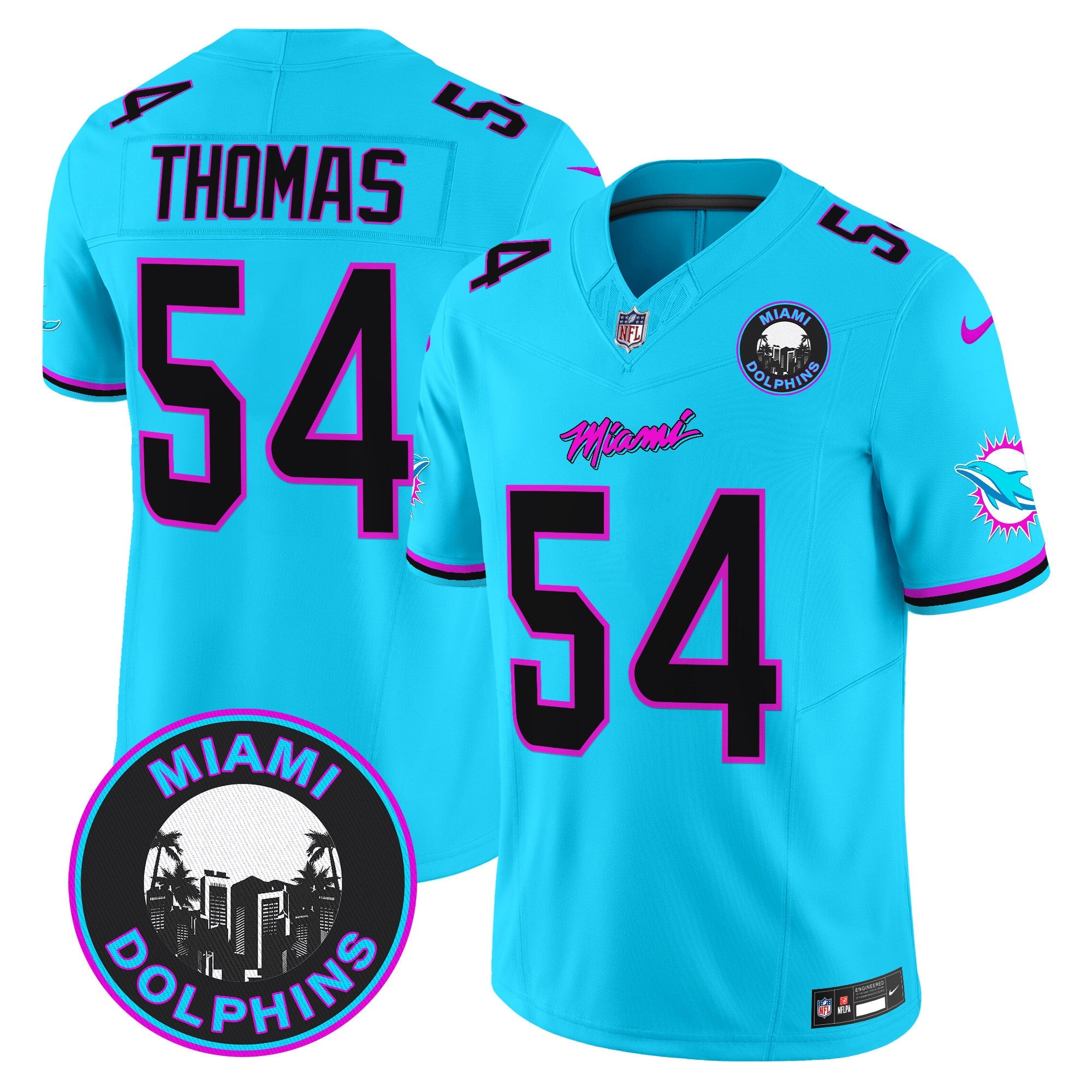 Dolphins Miami Vice Vapor Limited Jersey V3 – All Stitched – Aqua – Zach Thomas Jersey