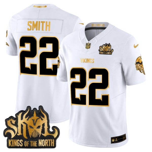 Minnesota Vikings 2024 Winter Warrior Skol Patch Gold Vapor Limited Jersey – All Stitched – White Gold – Harrison Smith Jersey