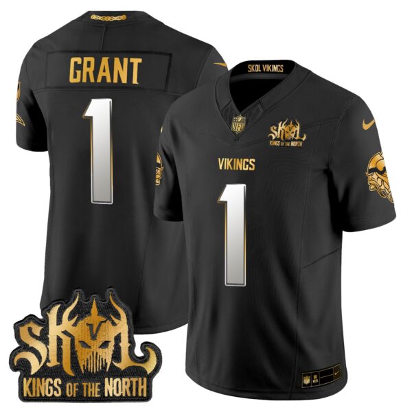 Minnesota Vikings 2024 Winter Warrior Skol Patch Gold Vapor Limited Jersey – All Stitched – Black Limited – Bud Grant Jersey