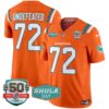 Dolphins 50th & Don Shula 347 Memorial Patch Vapor Limited Jersey – All Stitched – Orange – Undefeated Jersey