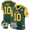Packers 100th Season & Home Patch Cheese Vapor Limited Jersey All Stitched – Green – Jordan Love Jersey