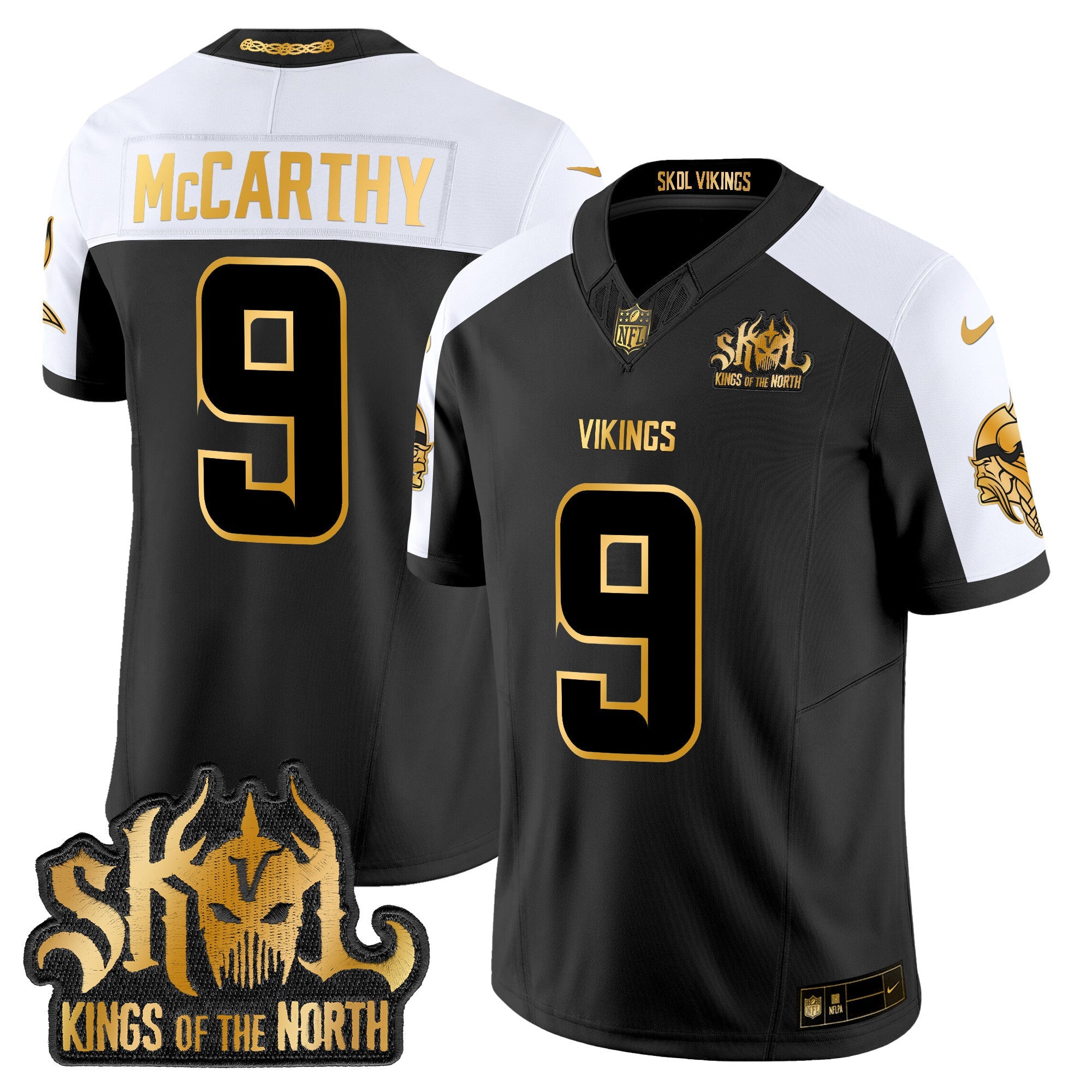 Minnesota Vikings 2024 Winter Warrior Skol Patch Gold Vapor Limited Jersey – All Stitched – Alternate – J.J. McCarthy Jersey