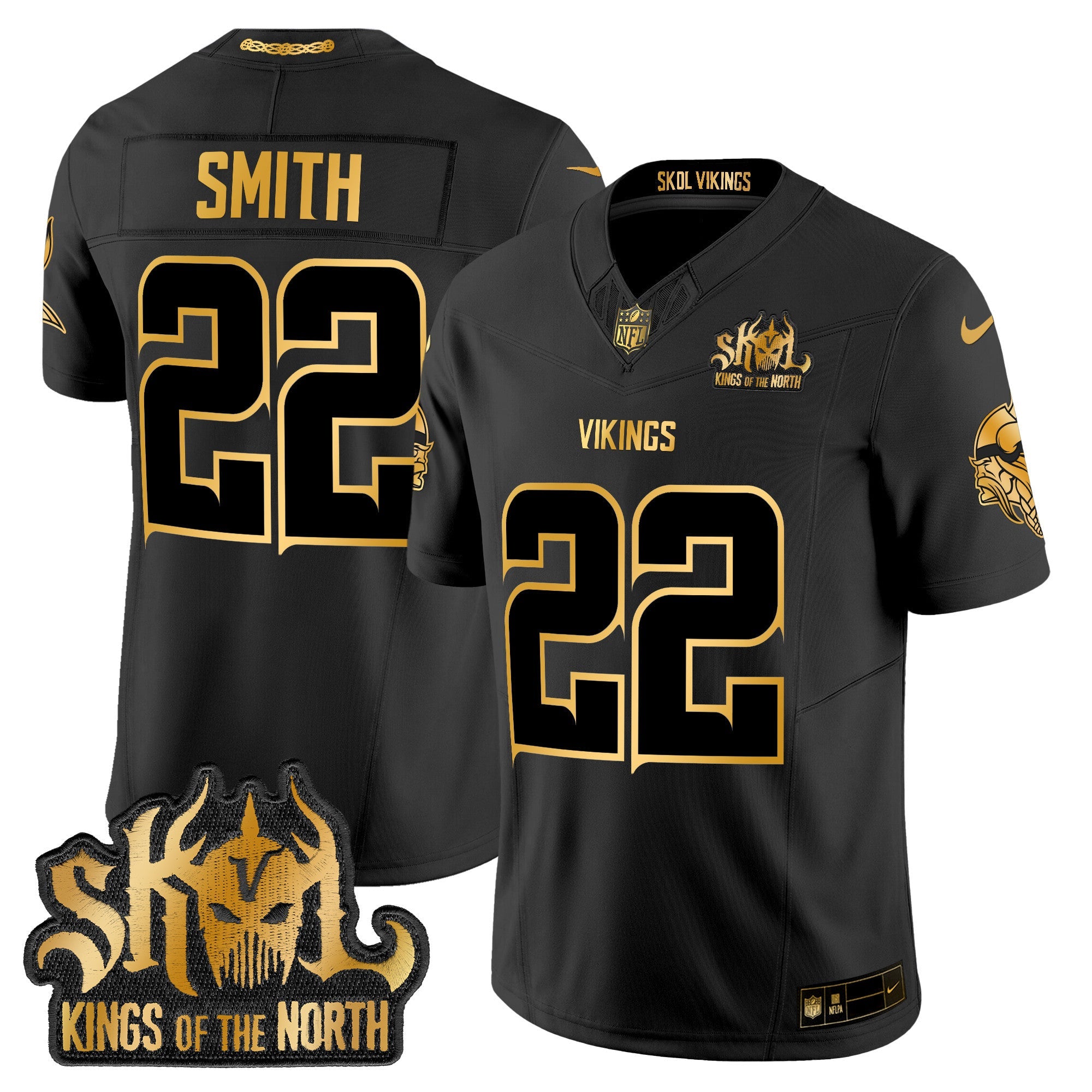 Minnesota Vikings 2024 Winter Warrior Skol Patch Gold Vapor Limited Jersey – All Stitched – Black Gold – Harrison Smith Jersey