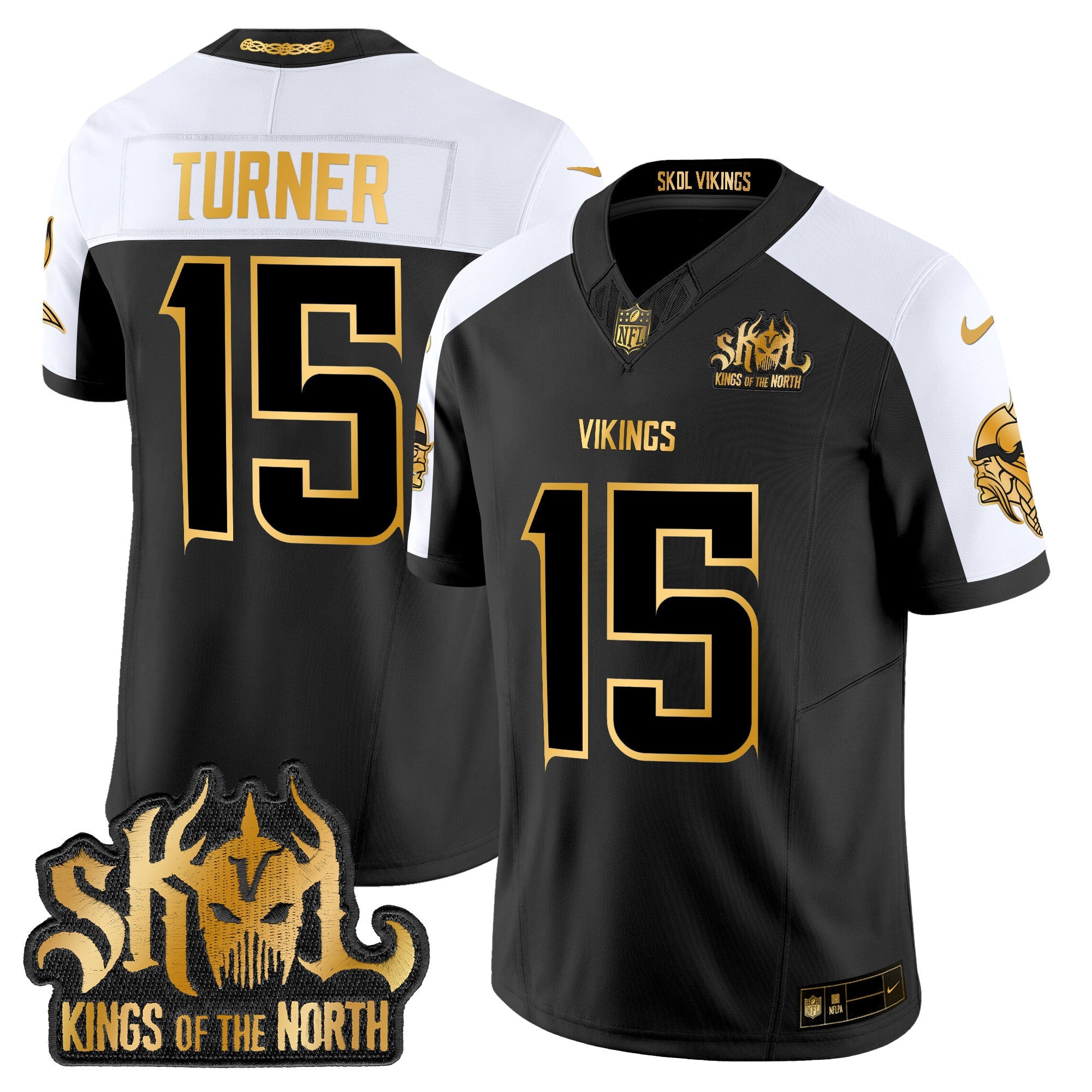 Minnesota Vikings 2024 Winter Warrior Skol Patch Gold Vapor Limited Jersey – All Stitched – Alternate – Dallas Turner Jersey