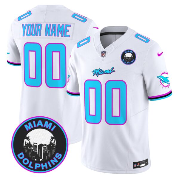 Dolphins Miami Vice Vapor Limited Custom Jersey V3 – All Stitched – White Jersey