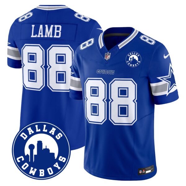 Dallas Cowboys City Patch Vapor Limited Jersey – All Stitched – Royal – CeeDee Lamb Jersey
