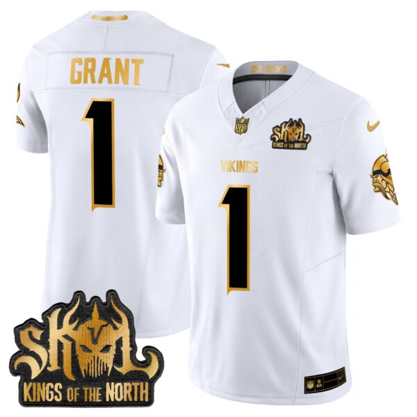 Minnesota Vikings 2024 Winter Warrior Skol Patch Gold Vapor Limited Jersey – All Stitched – White Gold – Bud Grant Jersey