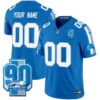 Detroit Lions 90th Year Patch Vapor Limited Custom Jersey – All Stitched – Blue Jersey