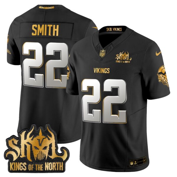 Minnesota Vikings 2024 Winter Warrior Skol Patch Gold Vapor Limited Jersey – All Stitched – Black Limited – Harrison Smith Jersey
