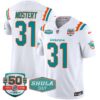 Dolphins 50th & Don Shula 347 Memorial Patch Vapor Limited Jersey – All Stitched – White – Raheem Mostert Jersey
