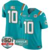 Dolphins 50th & Don Shula 347 Memorial Patch Vapor Limited Jersey – All Stitched – Aqua – Tyreek Hill Jersey