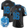 Detroit Lions 90th Year Patch Vapor Limited Jersey – All Stitched – Black – Jared Goff Jersey