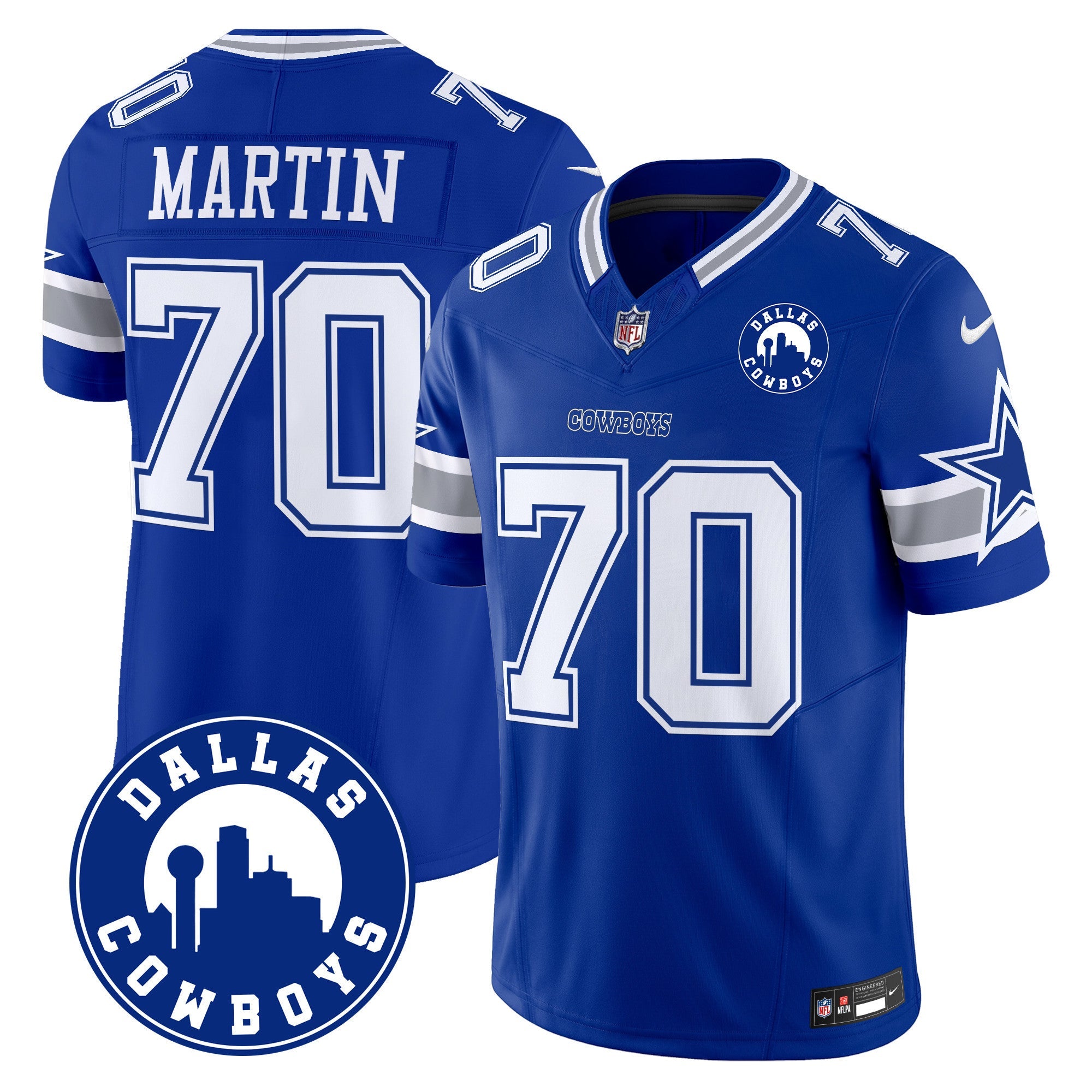 Dallas Cowboys City Patch Vapor Limited Jersey – All Stitched – Royal – Zack Martin Jersey