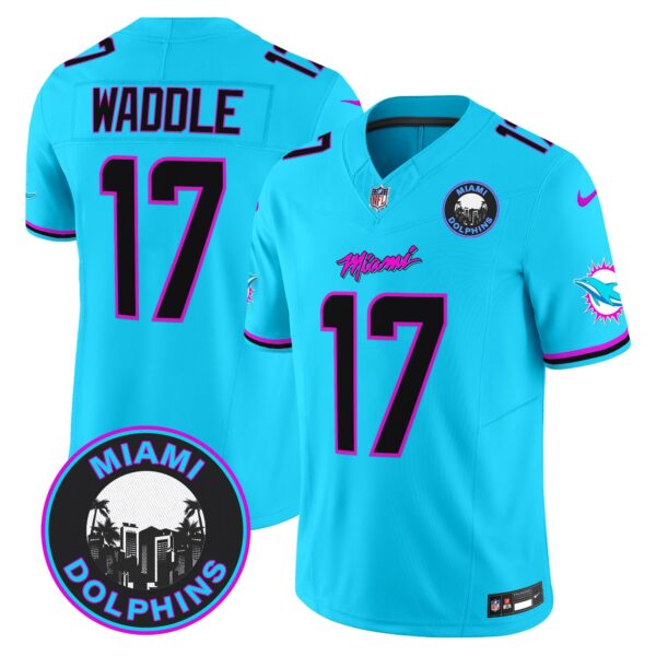 Dolphins Miami Vice Vapor Limited Jersey V3 – All Stitched – Aqua – Jaylen Waddle Jersey