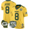 Packers 100th Season & Home Patch Cheese Vapor Limited Jersey All Stitched – Gold – Josh Jacobs Jersey