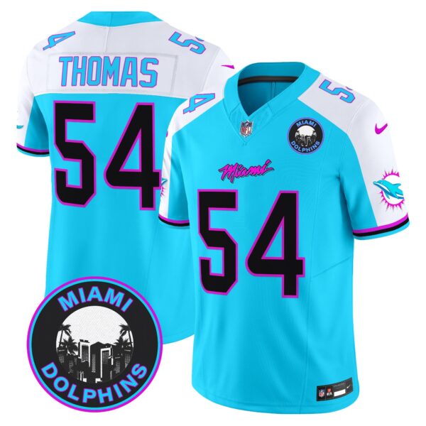 Dolphins Miami Vice Vapor Limited Jersey V3 – All Stitched – Aqua Alternate – Zach Thomas Jersey