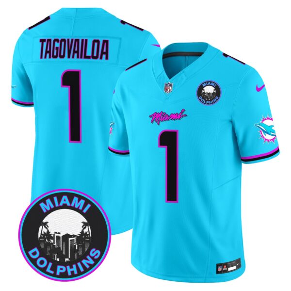 Dolphins Miami Vice Vapor Limited Jersey V3 – All Stitched – Aqua – Tua Tagovailoa Jersey