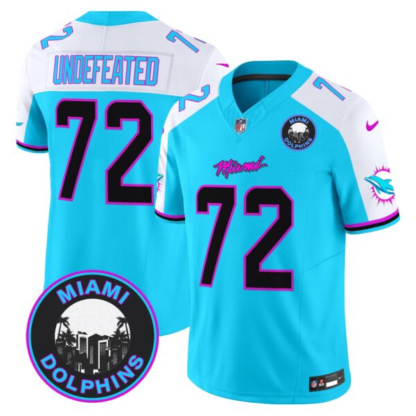 Dolphins Miami Vice Vapor Limited Jersey V3 – All Stitched – Aqua Alternate – Undefeated Jersey