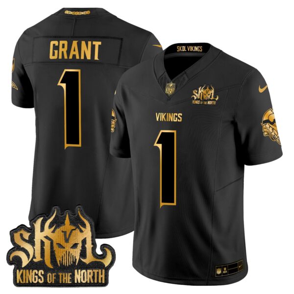 Minnesota Vikings 2024 Winter Warrior Skol Patch Gold Vapor Limited Jersey – All Stitched – Black Gold – Bud Grant Jersey