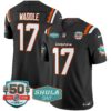 Dolphins 50th & Don Shula 347 Memorial Patch Vapor Limited Jersey – All Stitched – Black – Jaylen Waddle Jersey