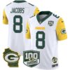 Packers 100th Season & Home Patch Cheese Vapor Limited Jersey All Stitched – White – Josh Jacobs Jersey