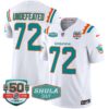 Dolphins 50th & Don Shula 347 Memorial Patch Vapor Limited Jersey – All Stitched – White – Undefeated Jersey