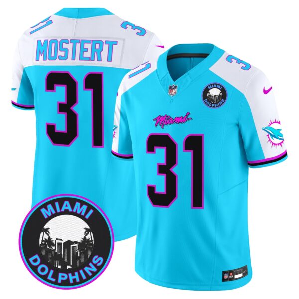 Dolphins Miami Vice Vapor Limited Jersey V3 – All Stitched – Aqua Alternate – Raheem Mostert Jersey