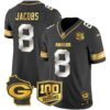 Packers 100th Season & Home Patch Gold Vapor Limited Jersey All Stitched – Black Limited – Josh Jacobs Jersey
