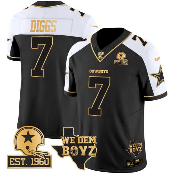 Cowboys Est. 1960 & We Dem Boyz Patch Gold Vapor Limited Jersey V2 – All Stitched – Alternate – Trevon Diggs Jersey