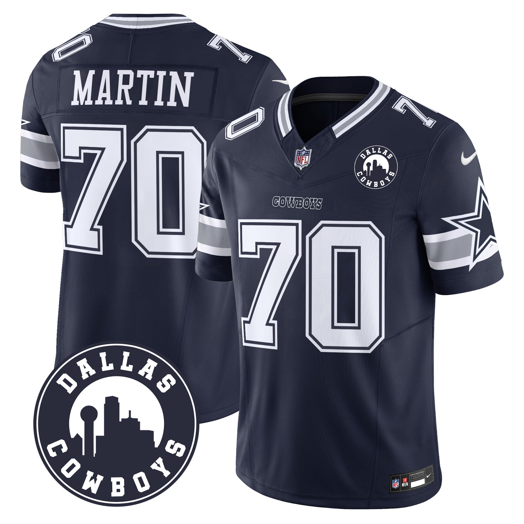 Dallas Cowboys City Patch Vapor Limited Jersey – All Stitched – Navy – Zack Martin Jersey